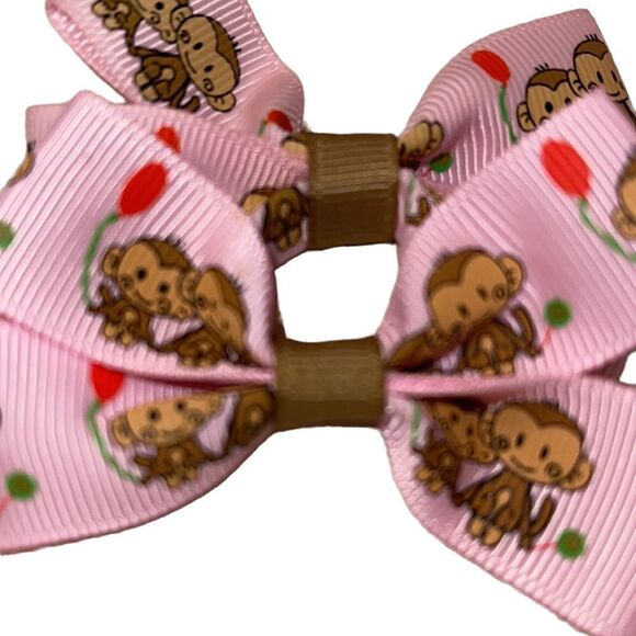 Bow pair hair bows accessories NEW monkey love pair mom baby kid balloon pink - Picture 5 of 5